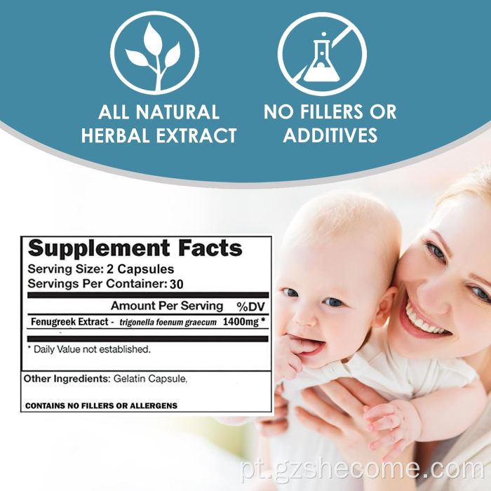 Suplemento de Feno -Greek 1000mg Supplemento de Lactação Força